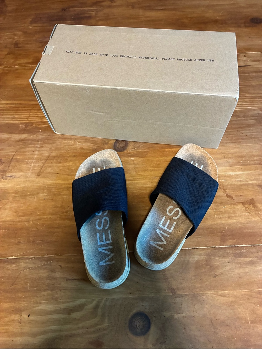 Women’s Black Slide Sandals with Wide Strap